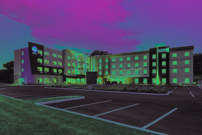 Dusk exterior Easton Home2 Suites and Tru